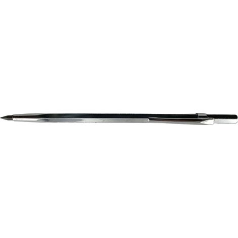 Lot de 2 poinçons à tracer avec pointe en carbure de tungstène et clip 150 mm de long x 6 mm 6 pans avec capuchon de protection dans un étui pour tracer métal, plastique, bois, plexiglas etc (1/5)