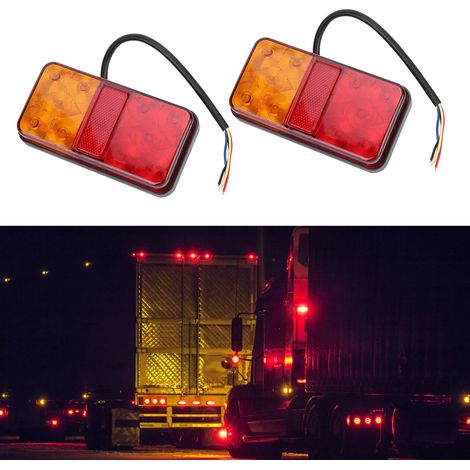Lot de 2 feux arrière universels à 10 LED (10-30 V) pour camions (rouge/jaune) (1/5)