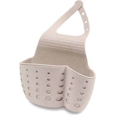 Spülbeckenablage mit Schwammhalter für Küchenarmaturen, Hängeregal für Schwämme, Bürsten, Seifen und Handtücher, Beige (1/5)