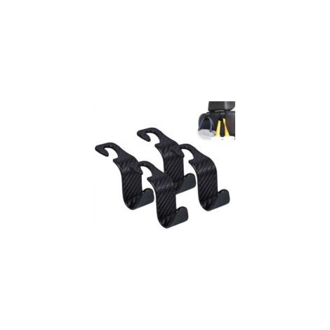 Juego de 4 ganchos para reposacabezas de asientos de coche, organizador universal para colgar bolsos, carteras y abrigos, estampado a cuadros, color negro. - Crezuo
