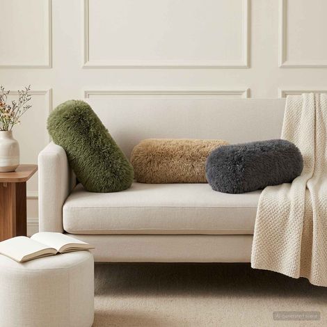 Cuscino con cuscino HEERLEN 2 pz Grigio Chiaro Fleece PV vidaXL (1/4)