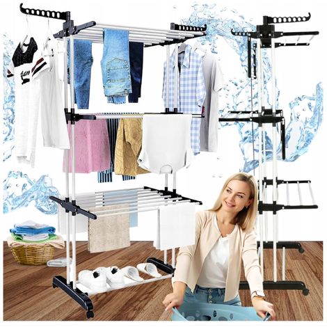 Secadora de ropa XXL vertical, plegable, estable con ruedas, soporta hasta 50 kg.
