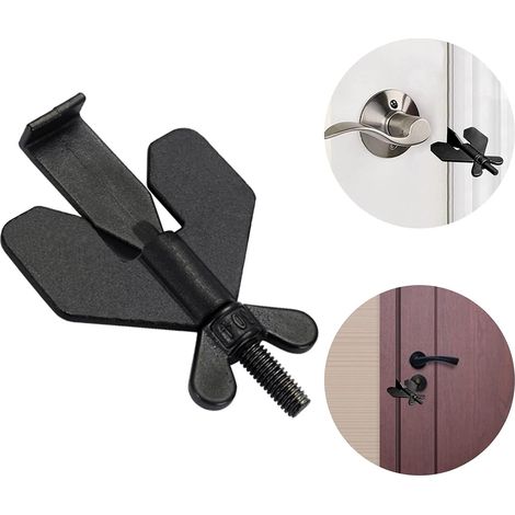 Cerradura de puerta portátil, cerradura de puerta de acero inoxidable, dispositivo de seguridad antirrobo, cerradura de puerta de viaje, mayor seguridad y privacidad para el hogar, color negro (1/5)