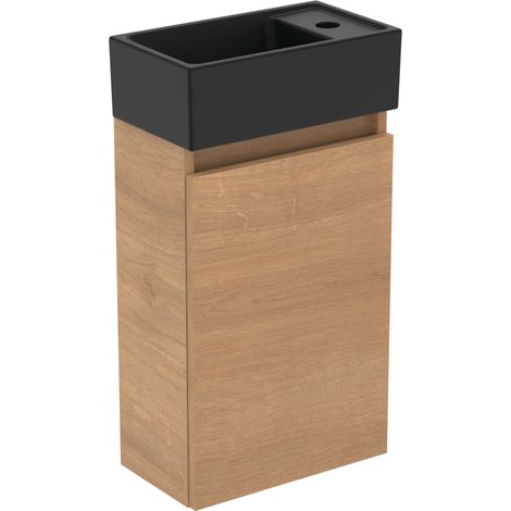 Ideal Standard Eurovit+ - Mueble con lavamanos, 55x35x20 cm, 1 puerta, nogal natural/negro seda R0578Y8 (1/5)