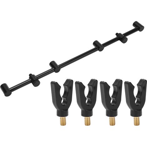 Support de canne à pêche noir, alliage d'aluminium européen, barre transversale à écrou, accessoire de pêche, 4 têtes, 45 cm, support avec 4 têtes de support (1/5)