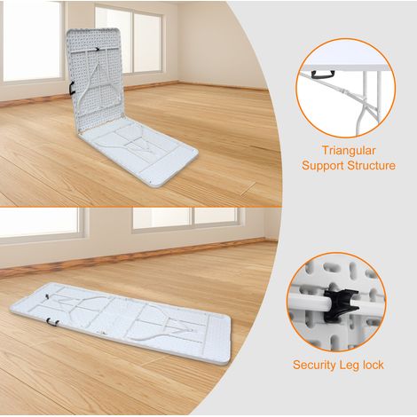 Tavolo da giardino pieghevole 244 x 76 cm, con maniglia, portata 135 kg, bianco DESVIAE (1/5)