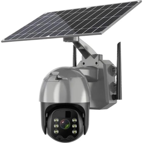 Caméra de sécurité à domicile Caméra IP solaire extérieure HD 4G PTZ 360 CCTV Vision nocturne panneau solaire bidirectionnel surveillance extérieure caméra IP d'énergie solaire(Wifi 128G TF Card) (1/5)