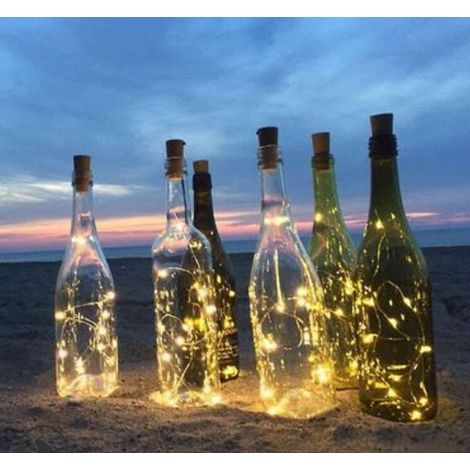 Jandei - Set 4 tapón decorativo botella con guirnalda led 2mts Blanco cálido 3000K Luz LED decorativa y Navidad