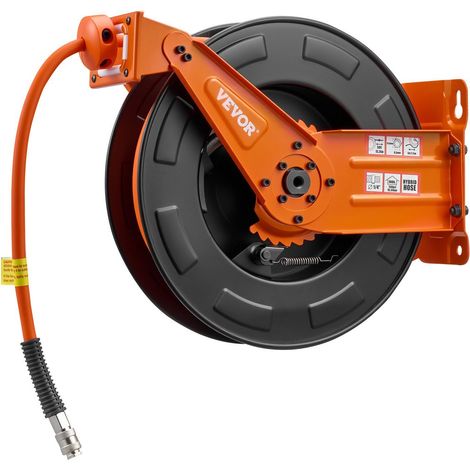 Enrouleur de tuyau d'air rétractable 15m x 95mm 300PSI avec rétraction automatique support mural plafond en acier robuste (1/5)