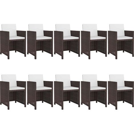 11-teiliges Gartenmöbel-Set mit Kissen, Geflochtenes Rattan, Braun