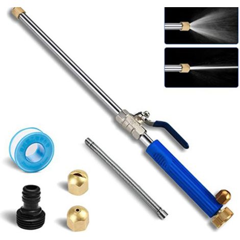 Buse à Eau Haute Pression Lance à Eau pour Pistolet avec 2 Buses de Nettoyage Buses de pulvérisation Raccord de Tuyau d'arrosage 46 cm Douche de Jardin Hydro Jet Power-Bleu