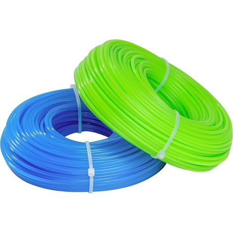 2 Rolls Strimmer Cutting Thread, 100 m/0.3 cm Nylon Wire for Trimmer, Nylon Wire for Brushcutter, Electric Edging Cutting Line (Green, Blue, 164 ft x 2 Pcs)