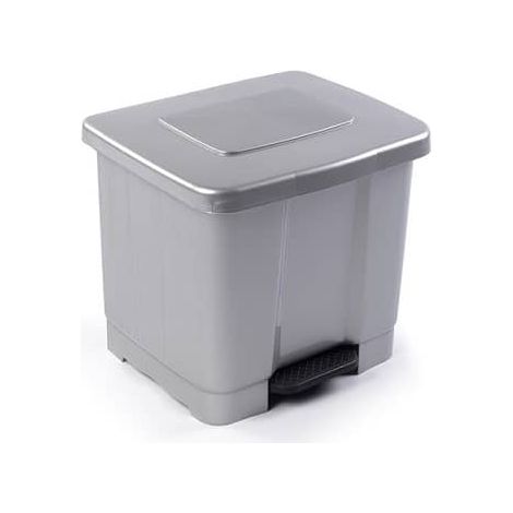 Cubo basura reciclaje plastico apertura pedal 35 Litros Gris