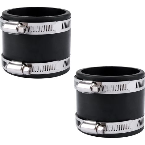 2 manchons flexibles noirs pour le contrôle de la poussière avec pinces en acier inoxydable de 6,3 cm en caoutchouc pour tuyau de vide, connecteurs flexibles en PVC (1/5)