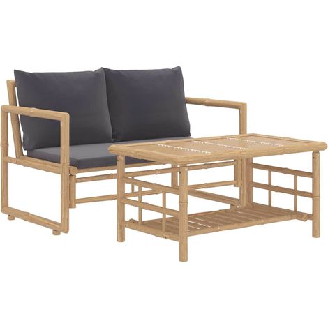 Maison Exclusive - Set Salotto da Giardino 2pz con Cuscini Grigio Scuro Bambù (1/5)