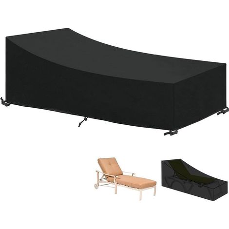 Housse de Protection pour Chaise Longue de Jardin 210x75x40/80cm - Housse Transat Imperméable, Coupe-Vent et indéchirable - pour l'extérieur