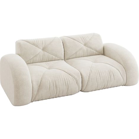 Sofá modular de 2 plazas sin brazos en chenilla beige claro (1/5)