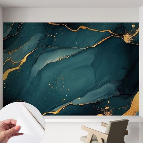 Papier peint autocollant adhésif décoratif avec motifs pour salon et chambre a motif Abstraction bleu foncé 152x104 cm (1/5)