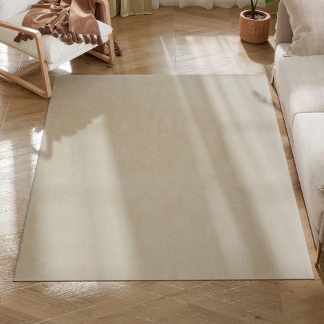 HOMCOM alfombra salón 120x160 cm alfombra lavable en lavadora pelo largo suave estilo moderno tapete para sala de estar dormitorio comedor crema (1/5)