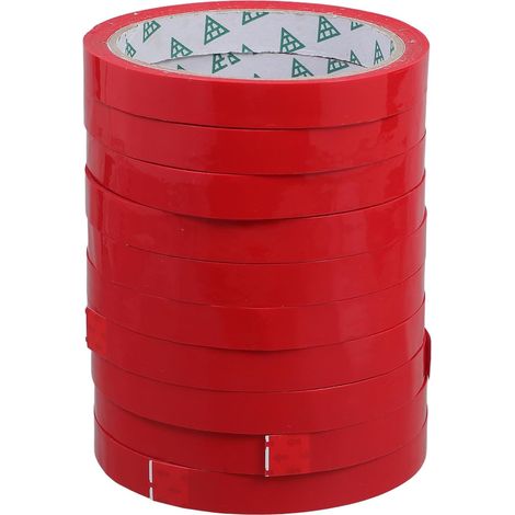 Ruban Adhésif Alimentaire Coloré 10 Rouleaux 12 MM X 45 M Polypropylène Rouge pour Emballage Légumes Scellage Paquet Usage Supermarché et Conditionnement Frais (1/5)