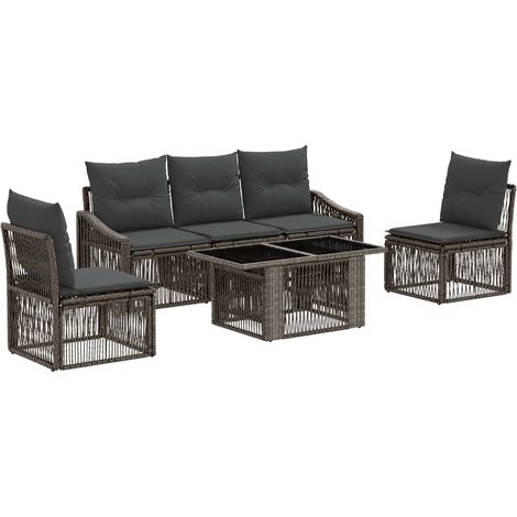 Conjunto de sofás de jardín 6 uds. Gris y Gris Oscuro vidaXL (1/5)