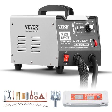 VEVOR Saldatore a Punti, Kit di Riparazione Ammaccature con Saldatore per Prigionieri 1,8 KW, con Saldatura a Punti Potenza Regolabile e 7 Modalita, Estrattore per Ammaccature, per Auto Camion