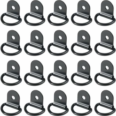 20 anillas de amarre de acero inoxidable para remolque, redondas y plegables con bloqueo de carga para vehículos (36 x 25 mm, negras) (1/5)