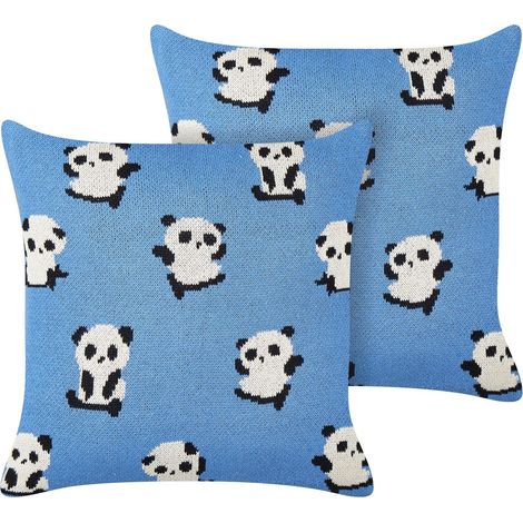 Set of 2 Decorative Cushions TALOKAN Cotton 45 x 45 cm Blue (1/5)