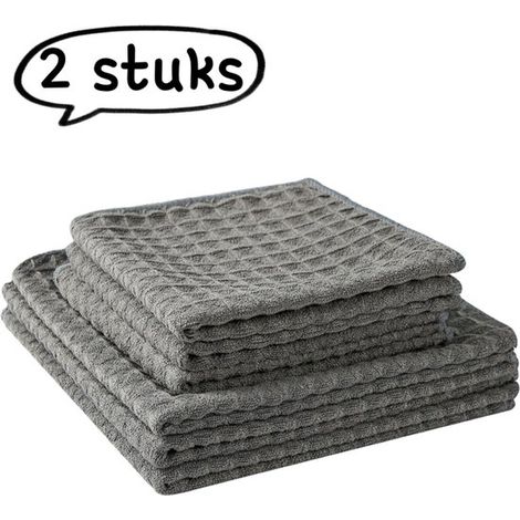Lot de 2 chiffons de nettoyage pour machines à café. Chiffon absorbant et détachant en microfibre (Merbau). 30 x 30 cm (ourlet surjeté). (1/5)