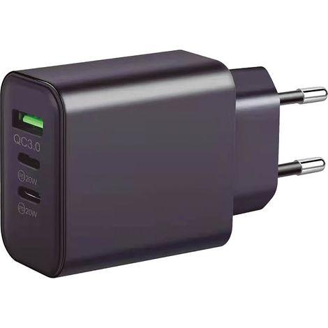 230-V-Ladegerät an 3 USB: 1 x QC3.0 + 2 x Typ C