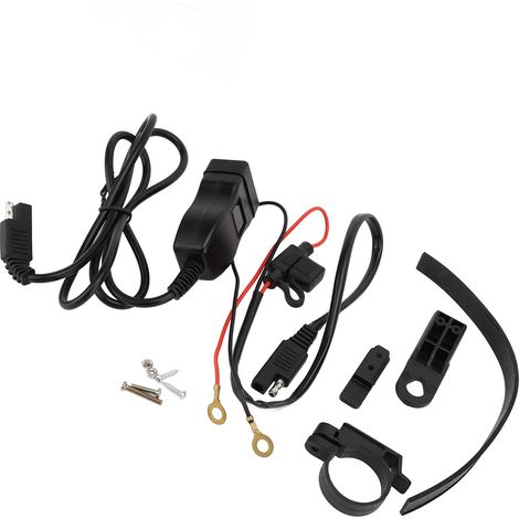 Decdeal Motorrad USB-Ladegerät Dual A 12V-24 V Universalwasserfest mit Voltmeter SAE-Grenzfläche für Lenkerblau