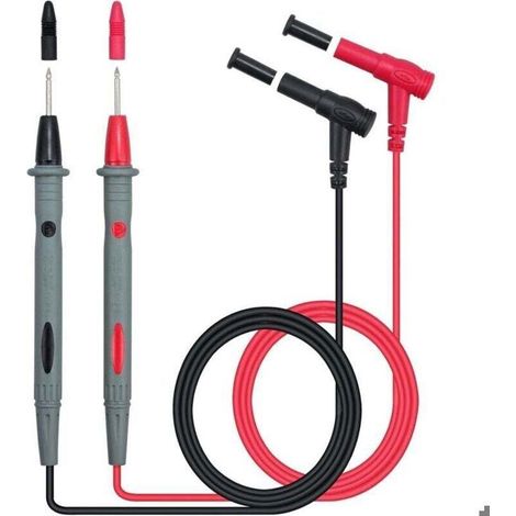 Sonde de multimètre - PZCC - 1000V/10A - Rouge/Noir - Longueur totale 103,5 cm - Pointe 1,6 cm - Cat III 1000V (1/4)