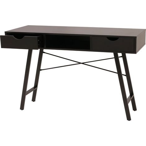 Scrivania consolle tavolino sideboard HHG-165 legno effetto 3D 120x60cm nero