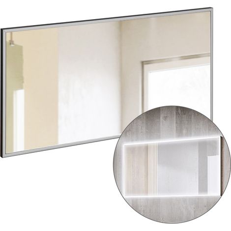 Badezimmer LED Spiegel 120 cm matt schwarz, MIRROR-56, B/H/T ca. 123/68/3 cm (1/5)