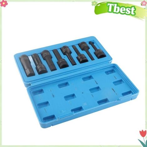 Tbest Embout hexagonal Jeu de Douilles Hexagonales 8 Pièces 1/2 Pouce D'entraînement de qualité Professionnelle en auto nettoyage (1/5)
