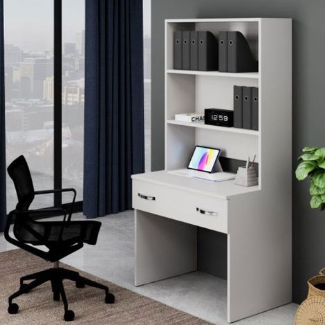Scrivania ufficio porta computer con libreria e