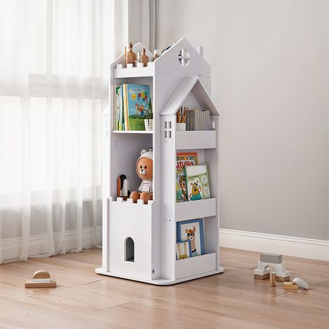 4-Tier Castle Kids Rotating Bookshelf (1/3)