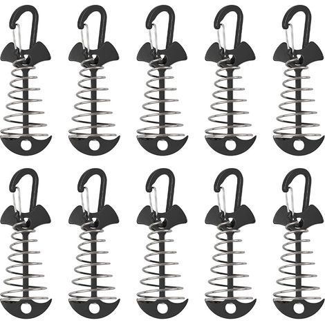 Piquets d'ancrage de surface, alliage d'aluminium coupe-vent, piquets de tente en arête de poisson avec boucle à ressort, ancrage de corde à vent portable pour camping en plein air, 10 pièces (1/5)