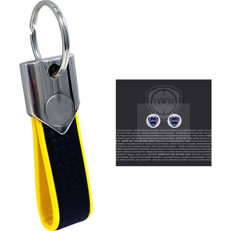 Portachiavi Carbon con Loghi Lancia Originali 12 mm - Colore: GIALLO CARBON