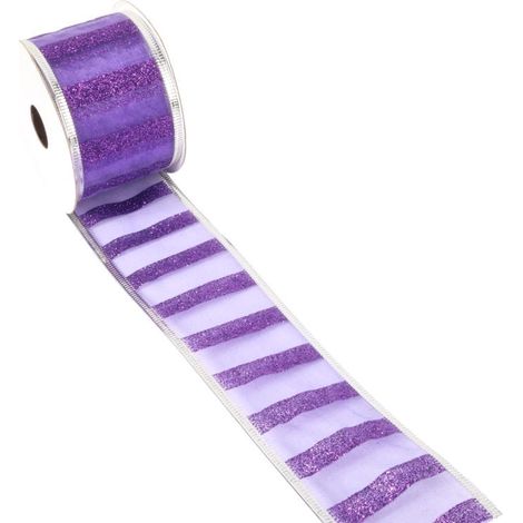 Nastro decorativo natalizio viola e argento, 5 cm x 2,7 m (1/2)