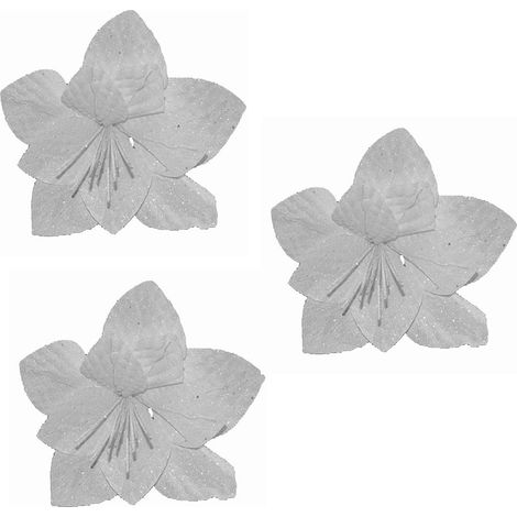 Fiore stella bianco per albero di natale addobbi decorazioni natalizi appendere set 3 glitter ornamento ghirlande casa (1/5)
