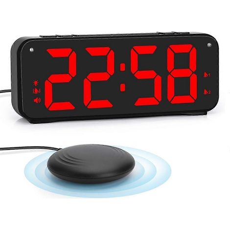 Réveil puissant pour adultes au sommeil profond, double réveil avec vibreur de lit, pour chambres à coucher, écran de 16,5 cm (6,5 pouces). (1/5)