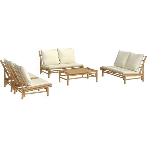 Mobili da giardino mobili da esterno Set di mobili da 5 pezzi con cuscini in bambù bianco crema 020016304