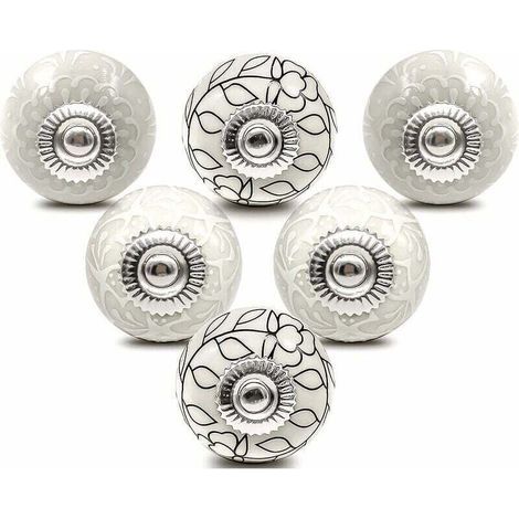 Bouton de Meuble Porcelaine Poignee Commode Ceramique Boutons de Porte Vintage pour Placard Tiroir (6 Pièces) (1/5)