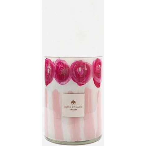 Vaso in vetro decorato a mano per arredamento elegante Le Rose H 20 - Rosa