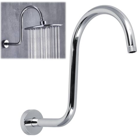 Bras de Douche, Bras d'Extension Courbé en Acier Inoxydable Forme S avec Connecteur NPT 1/2 Pouce pour Salle de Bain Compacte (1/5)