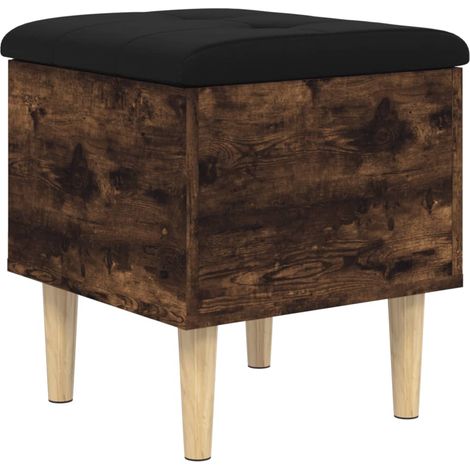 Sgabello panca portaoggetti con cuscino sedile nero 42 x 42 x 46 cm pannelli in MDF color rovere affumicato DEC024720