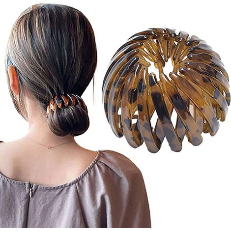 Nœud cheveux forme nid d'oiseau vintage, pince géométrique boucle queue de cheval pour femmes filles, 1 pièce vert café (1/5)