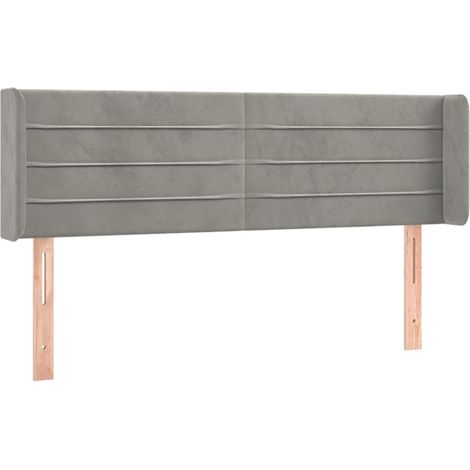 Testiera letto accessorio camera da letto mobili LED 147 x 16 x 78/88 cm tessuto in velluto grigio chiaro TDL0201371