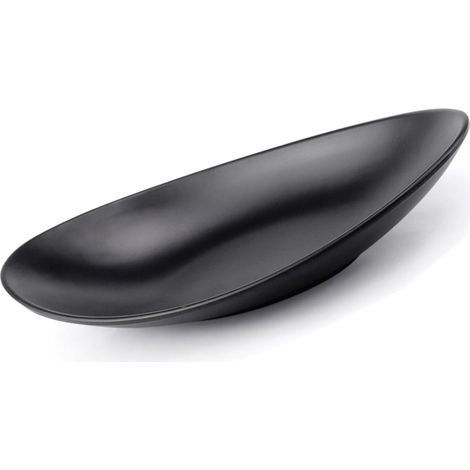 Plateau Ovale Noir - 1 Pièce - Résine - Organisateur Clés et Bijoux - Entrée et Salle de Bain - 25x13,5x4,3 cm (1/5)
